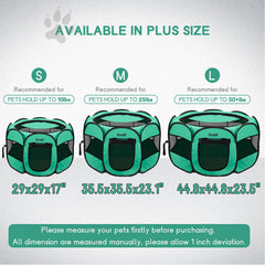 Goozii small dog playpen shows 29x29x17 dimensions for travel