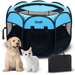 Goozii portable dog playpen shows spacious interior for indoor playtime