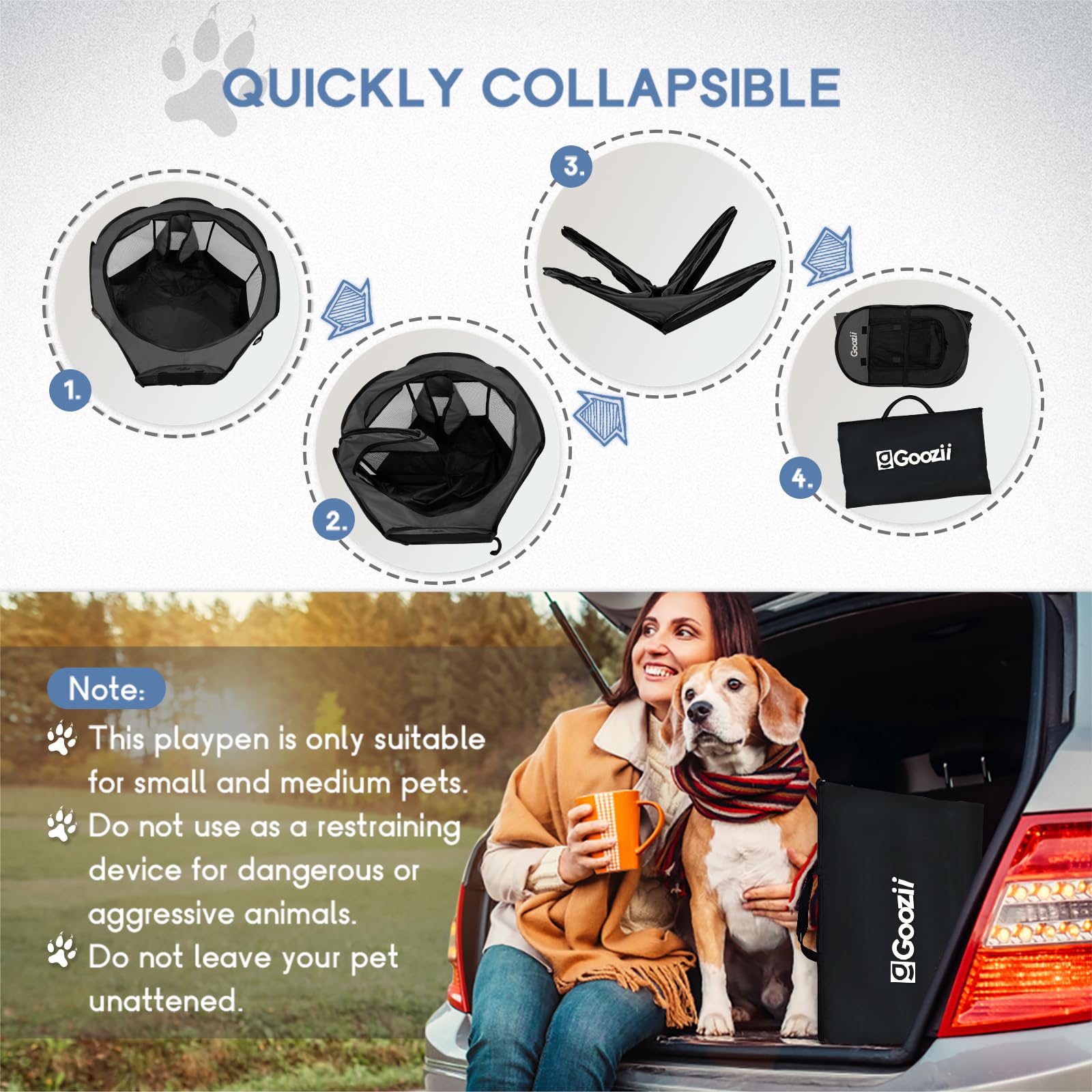 Goozii portable puppy playpen indoor-outdoor versatile setup