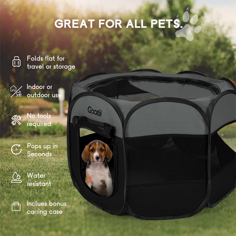 Goozii portable puppy playpen with zip top gate for easy access