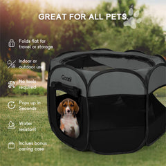 Goozii portable puppy playpen with zip top gate for easy access