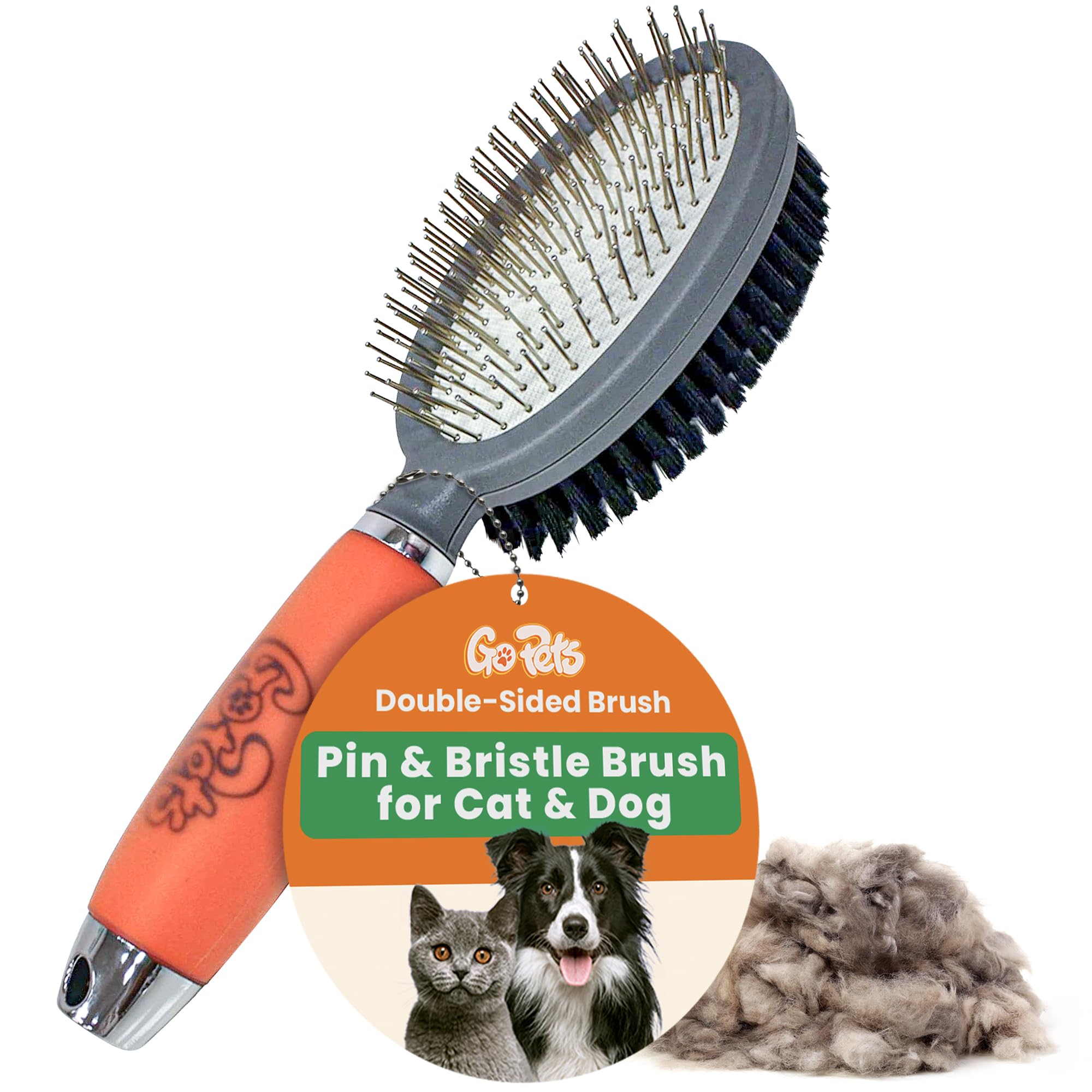 GoPets double-sided pin & bristle brush detangles mats for a smoother coat
