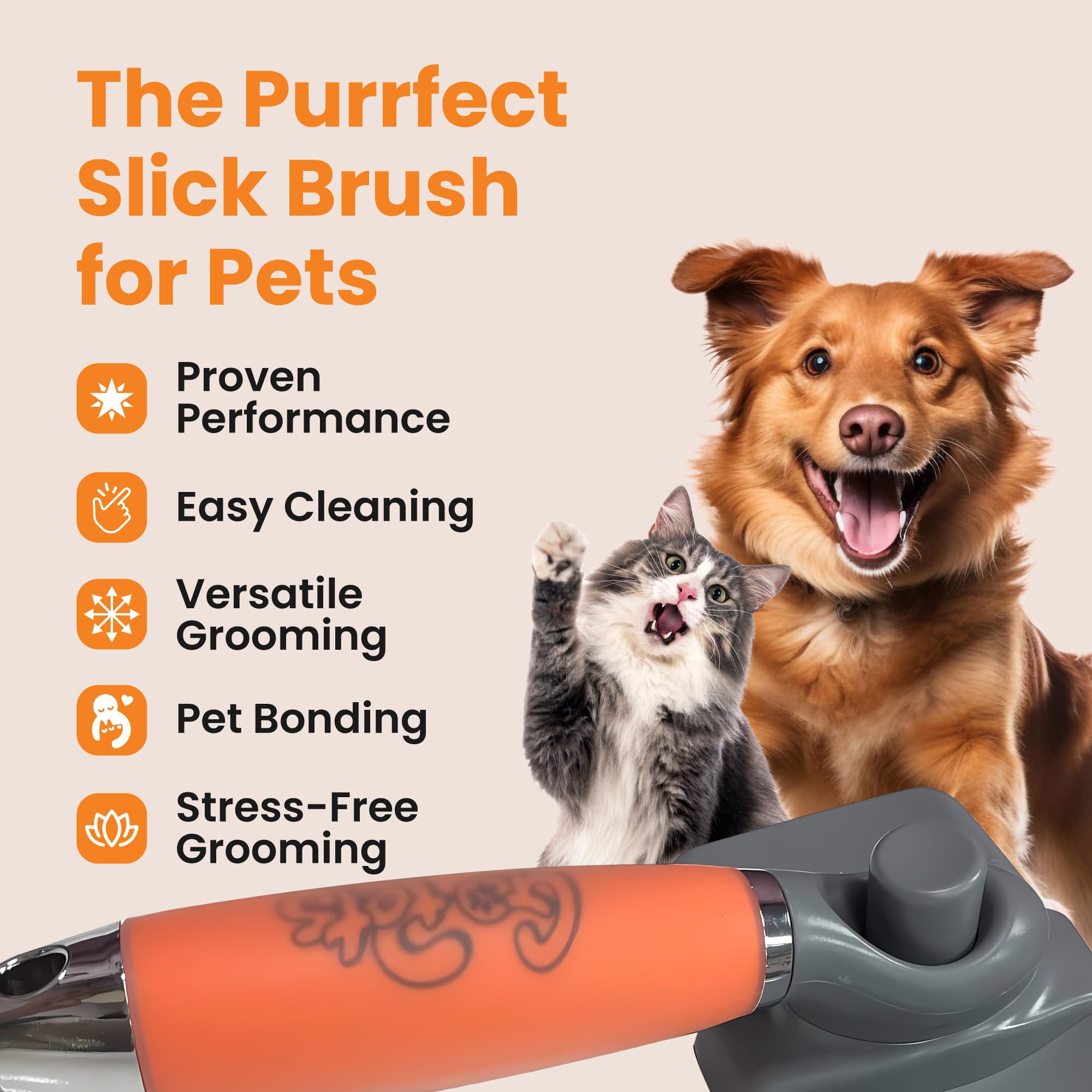GoPets ergonomic nonslip handle designed for comfortable grooming sessions.