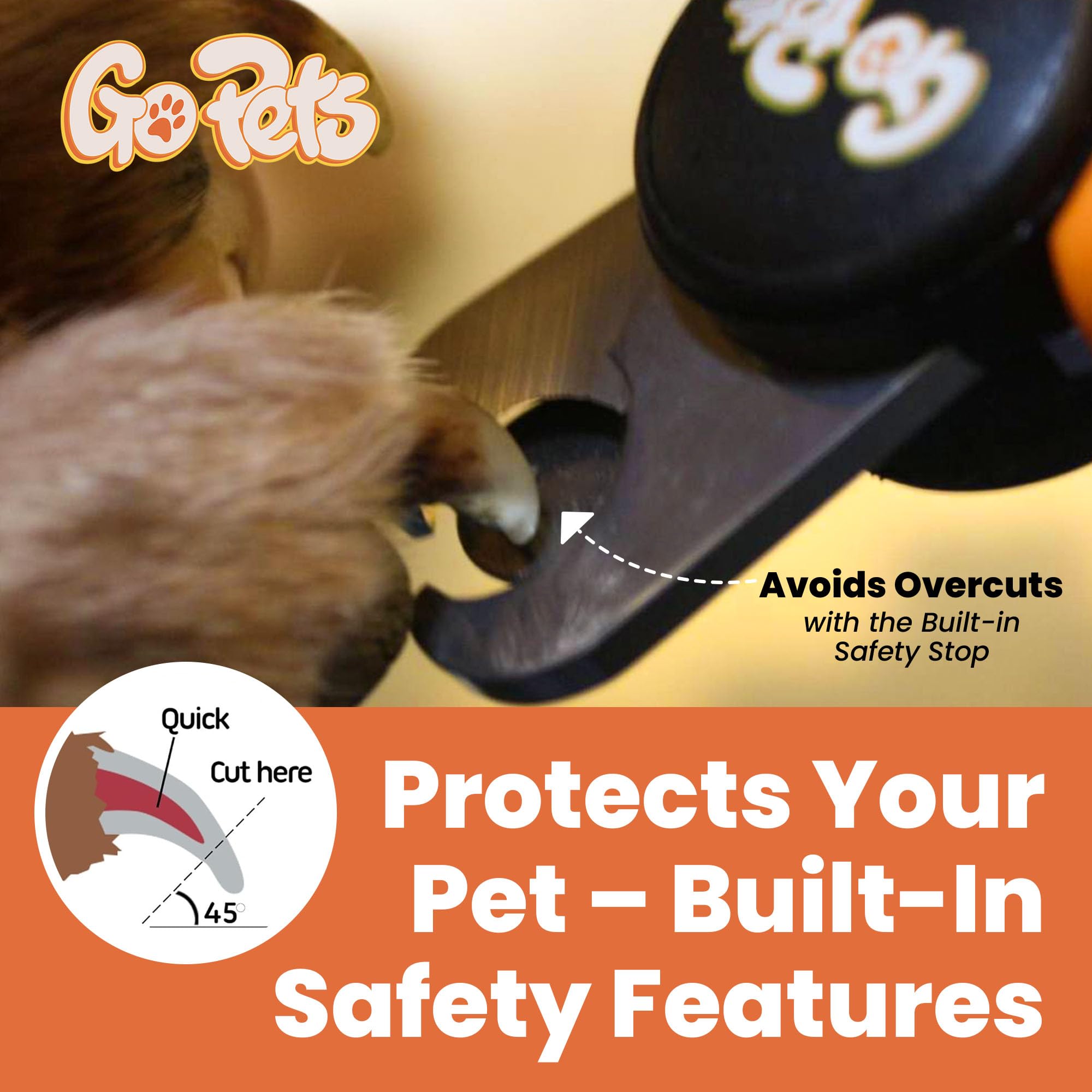 GoPets secure locking mechanism keeps blades closed for safe storage and transport.