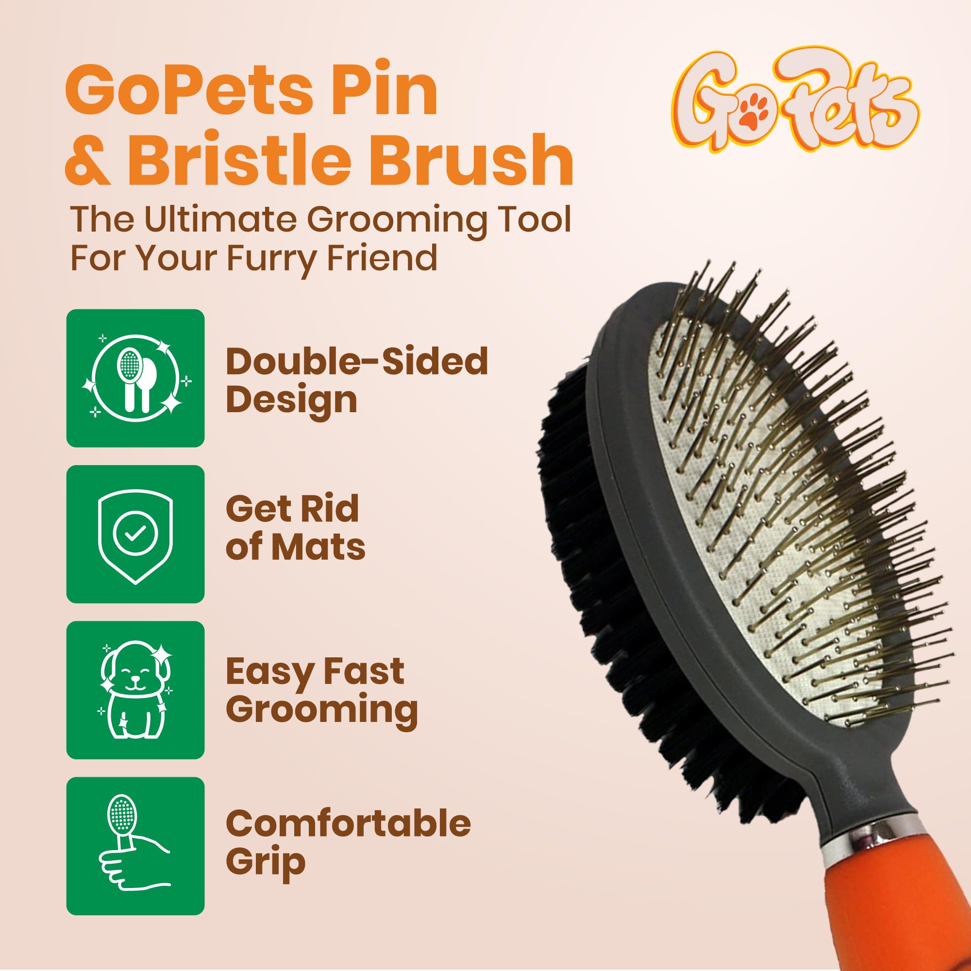 GoPets pin-side helps break up stubborn tangles in long-haired pets