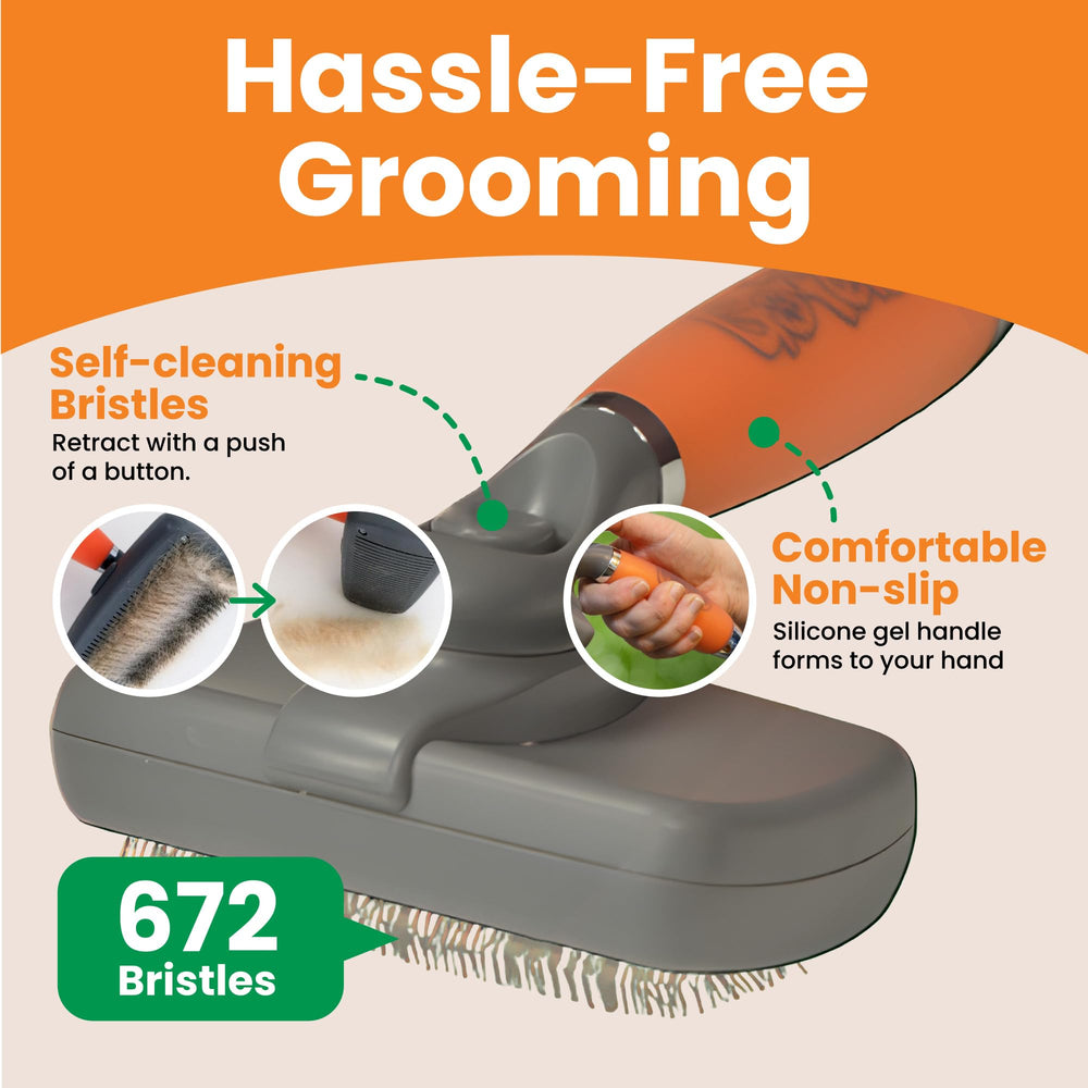 GoPets undercoat tool used on a dog to manage double-coat shedding.