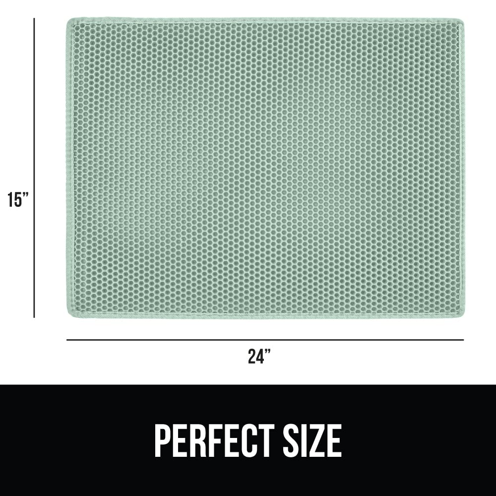 Gorilla Grip 24x15 size fits small litter boxes and spaces.