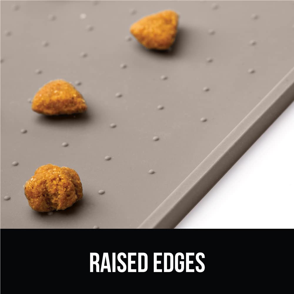 Gorilla Grip award-winning design shown on a pet feeding mat.