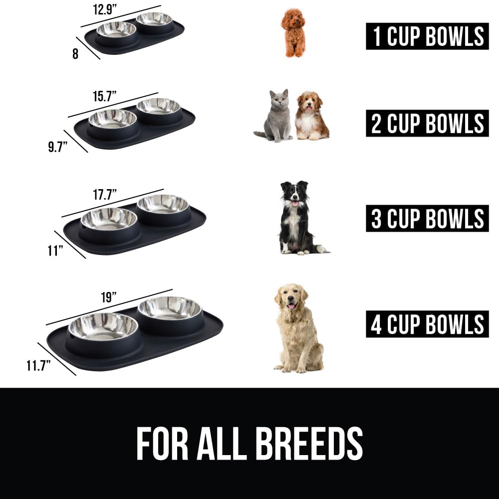GORILLA GRIP 2-cup bowl fits standard meals for medium pets