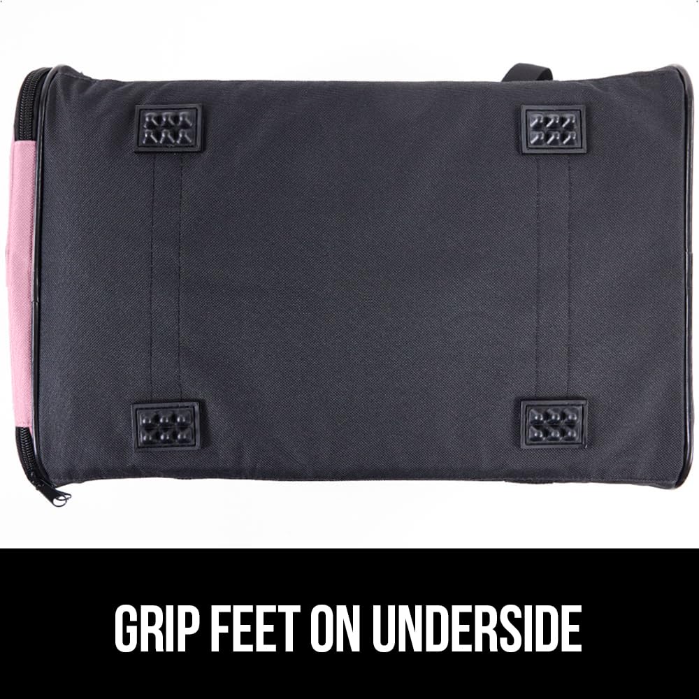 Gorilla Grip cat carrier side pocket and luggage strap for organized travel.