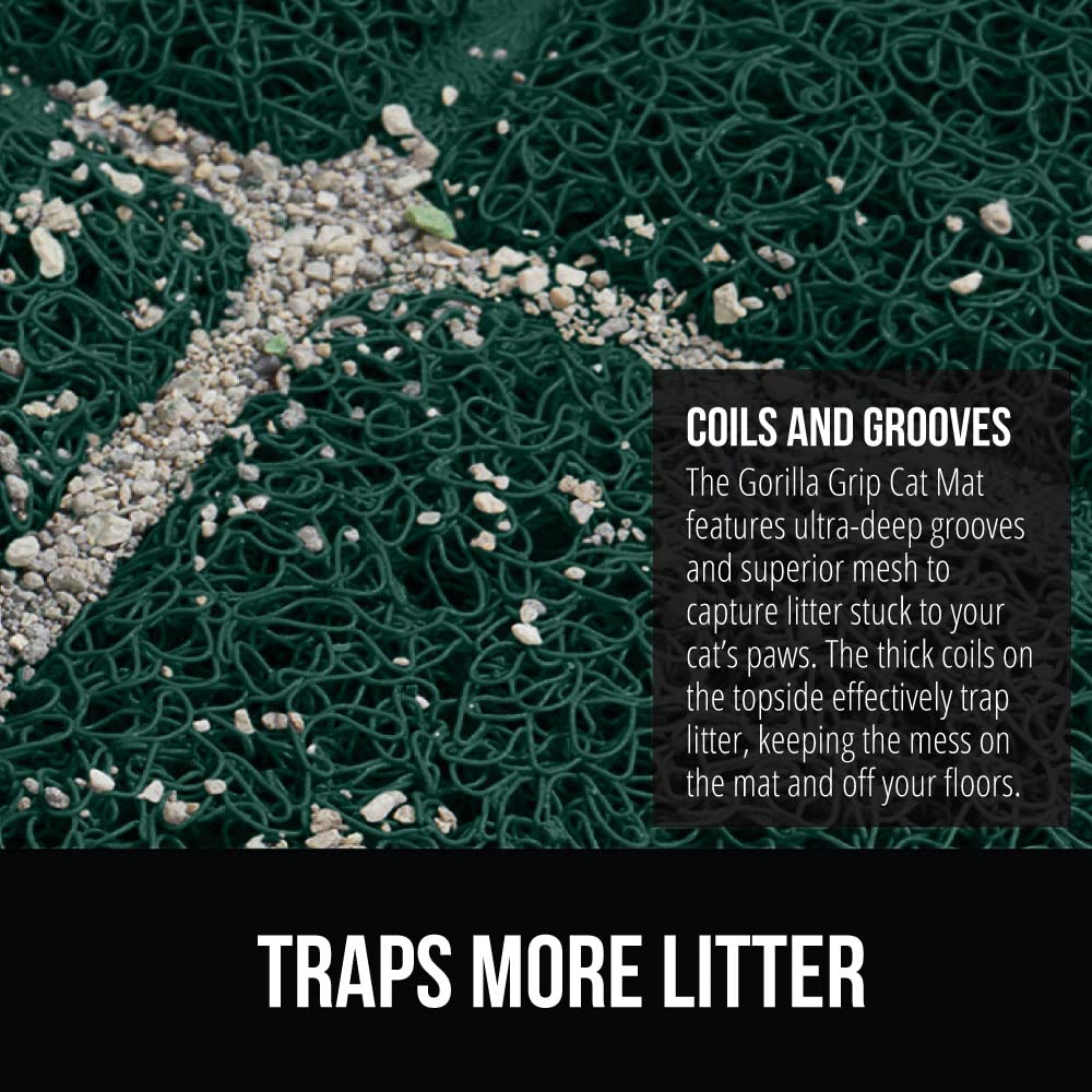 GORILLA GRIP cat litter box mat deep grooves guiding litter toward trapping channels