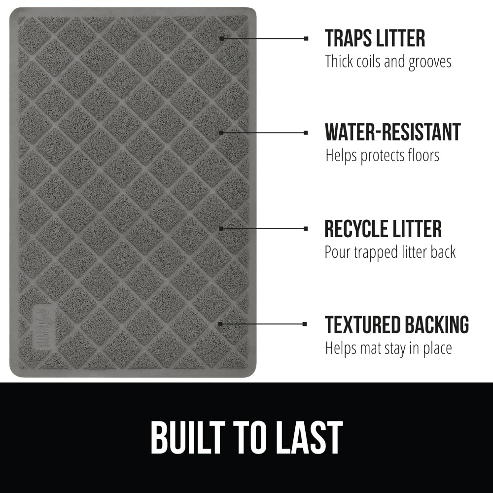 GORILLA GRIP Cat Litter Box Mat deep grooves trap litter for easy cleanup