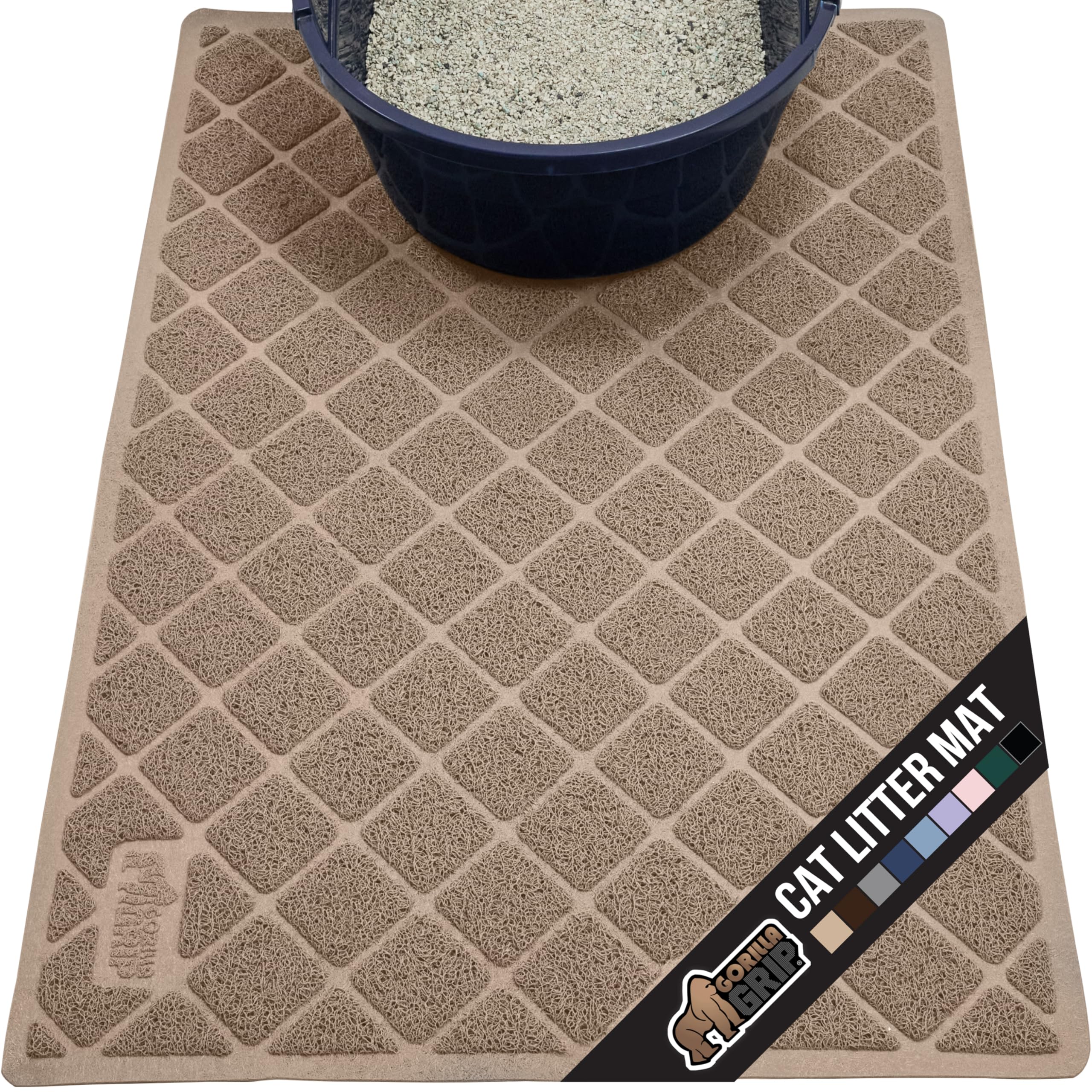 GORILLA GRIP cat litter mat top view traps litter to keep floors clean