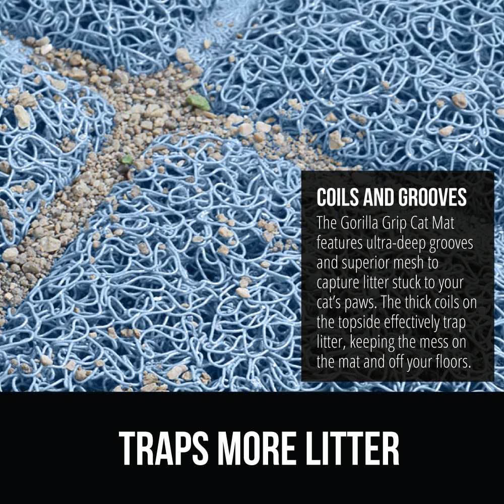 GORILLA GRIP litter mat deep grooves collecting litter near the box