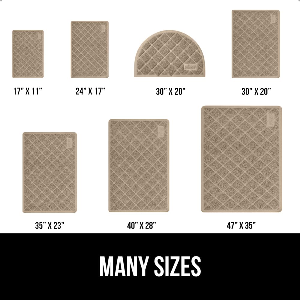 GORILLA GRIP mat easy-clean back shows waste can be scooped or vacuumed