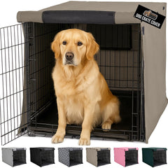 GORILLA GRIP crate cover on a 42-inch kennel reduces light for calmer dogs.