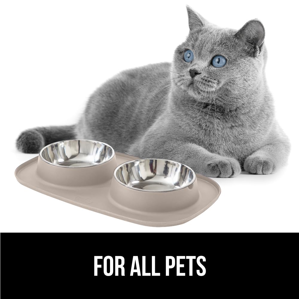GORILLA GRIP dishwasher-safe mat and bowls for easy cleaning routine