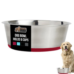 Gorilla Grip dog bowl 6 cups with stainless steel and non-slip base for steady feeding