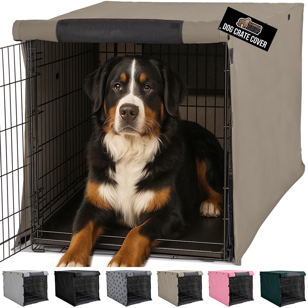 Gorilla Grip dog crate cover with all-sides-open design promotes privacy and calm crate sessions.