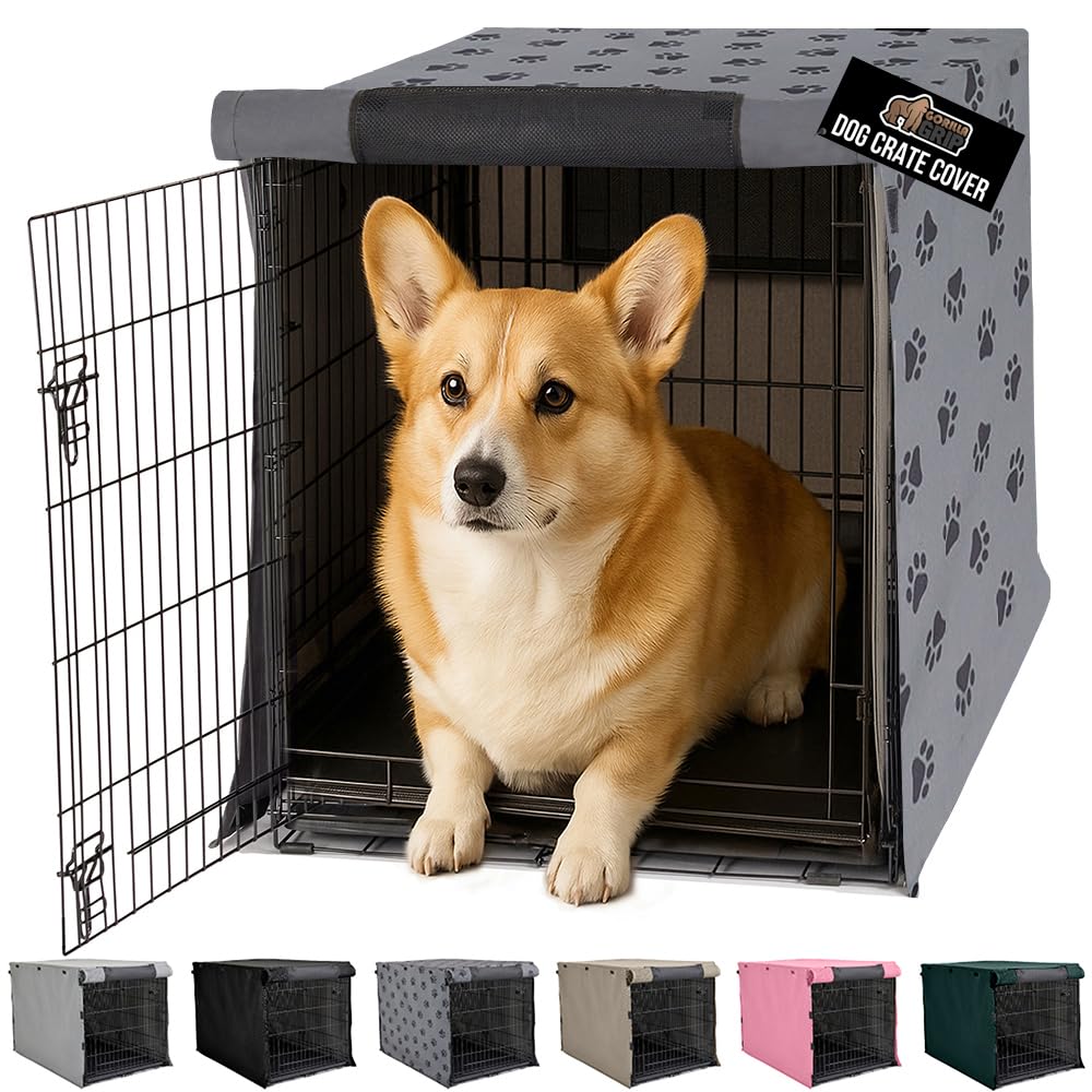 Gorilla Grip dog crate cover creates a dark den for calmer naps.