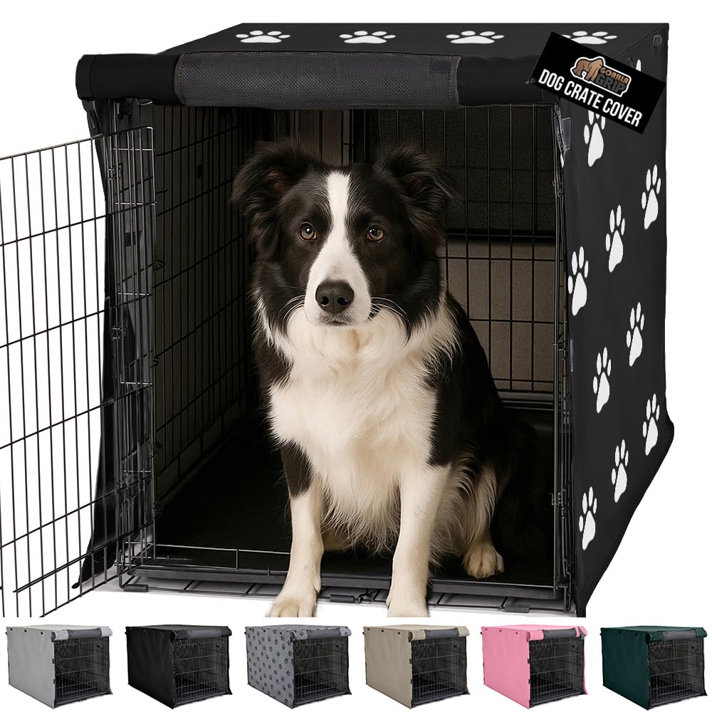Gorilla Grip dog crate cover front view shows privacy den for puppies.