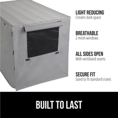 GORILLA GRIP dog crate cover gray mesh-windows provides ventilation with visible control