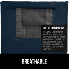 GORILLA GRIP crate cover with mesh windows front and back enables adjustable visibility.