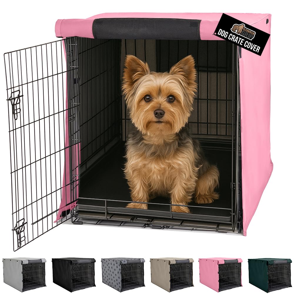 Gorilla Grip dog crate cover privacy front view reduces outside distractions for pets.