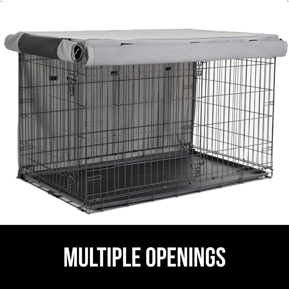 GORILLA GRIP dog crate cover privacy topper supports calm crate training.