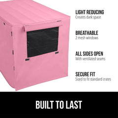Gorilla Grip dog crate cover side doors-open shows versatile, fully accessible crate space.