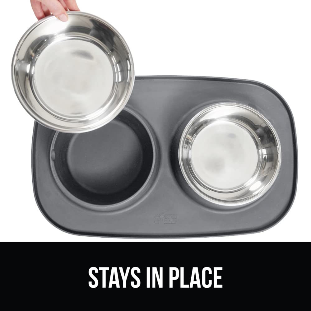 GORILLA GRIP raised-edge mat catches spills during quick meals.