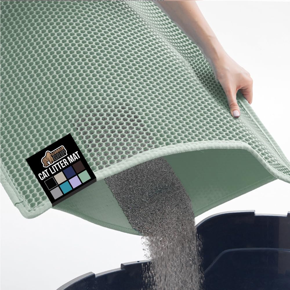 Gorilla Grip honeycomb cat litter mat top view traps litter for cleaner floors.