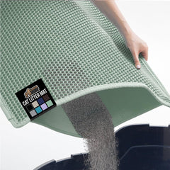 Gorilla Grip honeycomb cat litter mat top view traps litter for cleaner floors.