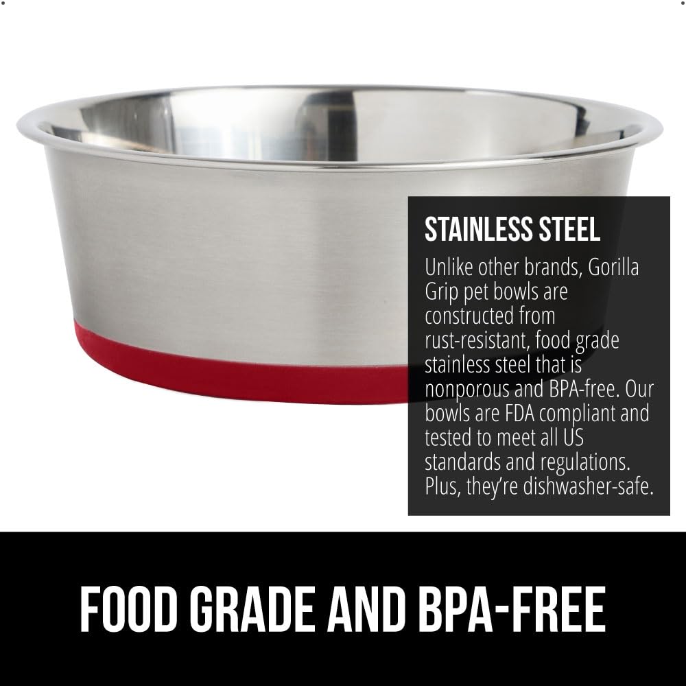 Gorilla Grip silicone-bottom bowl stabilizes floors and reduces noise during feeding