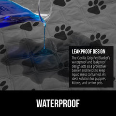 GORILLA GRIP slip-resistant backing with grip dots keeps the blanket in place.