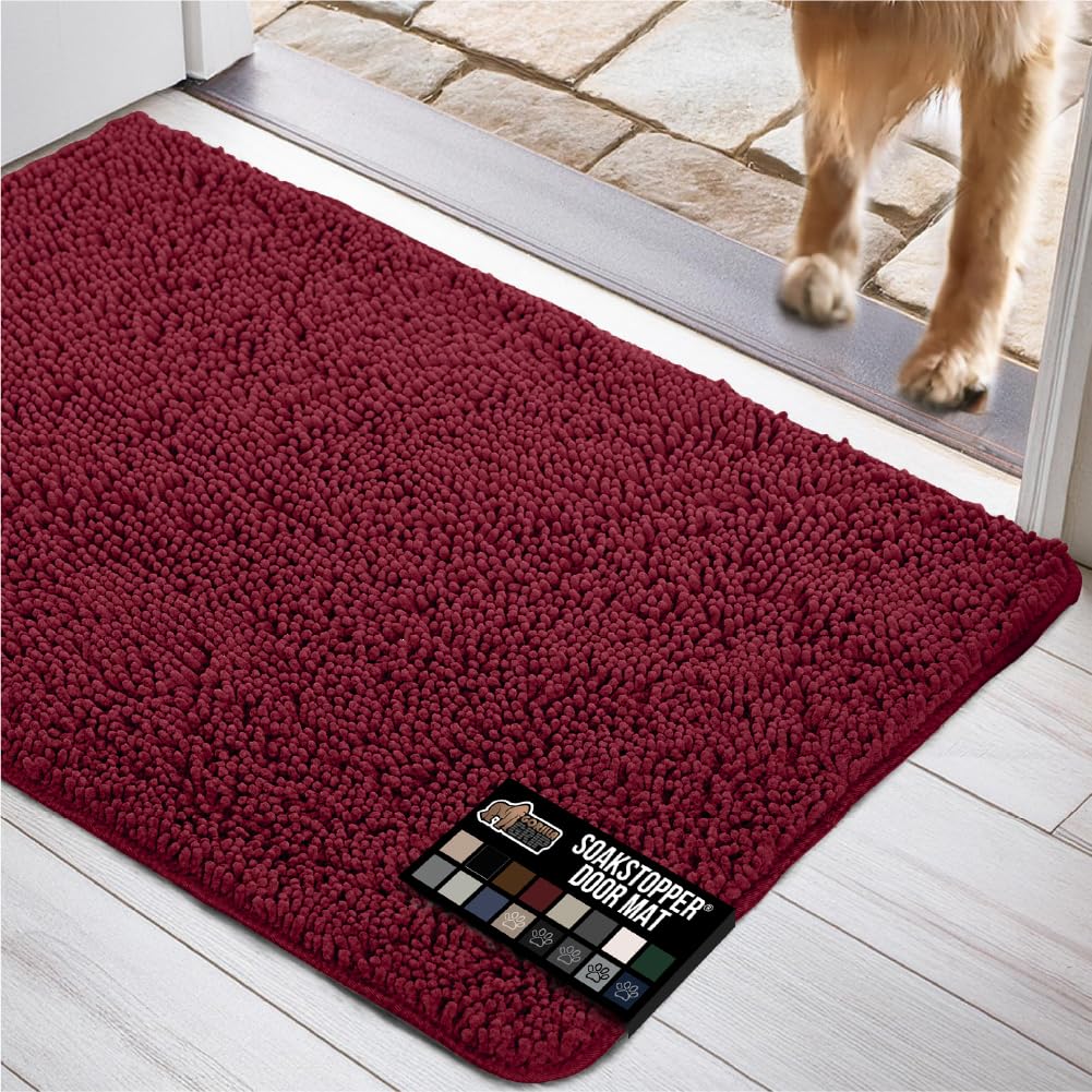 GORILLA GRIP SOAKSTOPPER 36x24 burgundy mat traps moisture to keep entryways clean