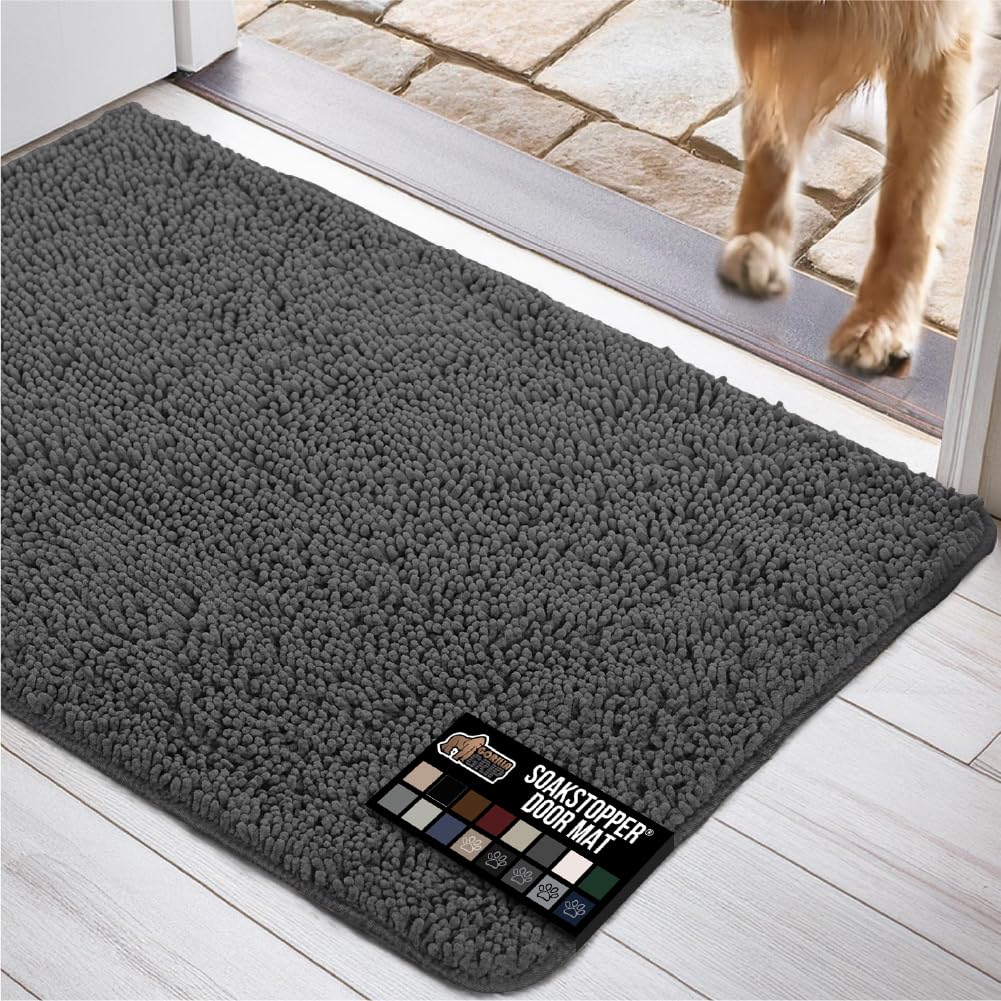 GORILLA GRIP SOAKSTOPPER absorbent top layer catches moisture at the door, reducing damp floors.