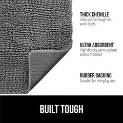 GORILLA GRIP SoakStopper dense chenille pile dries quickly after spills.