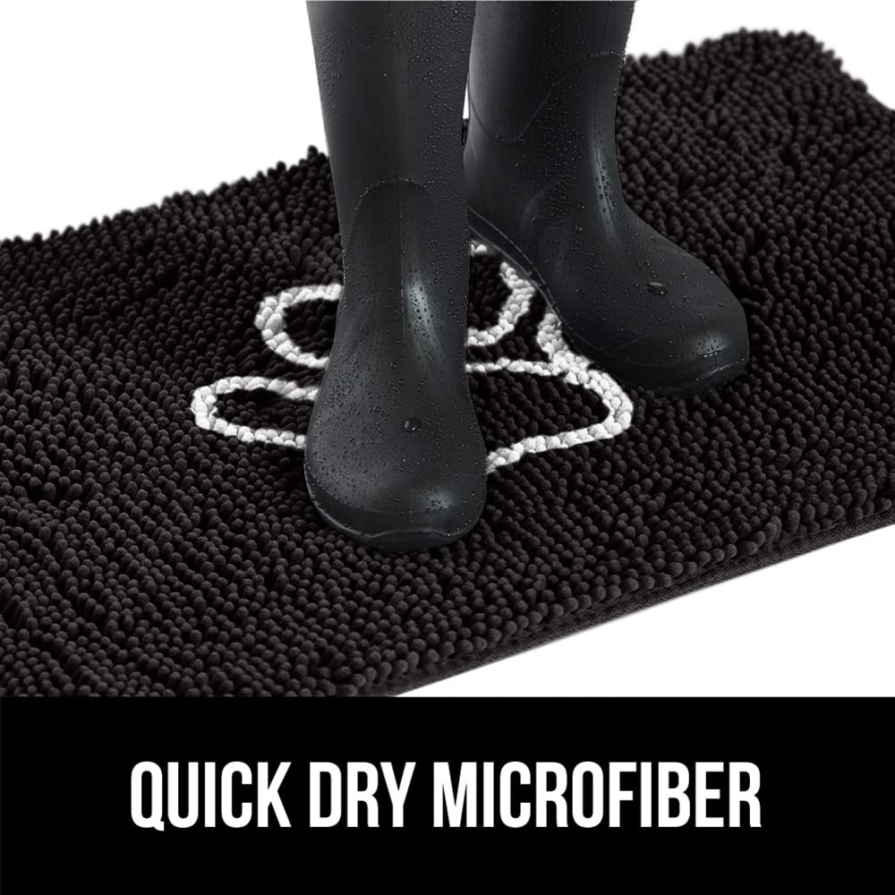 GORILLA GRIP SoakStopper dog entrance mat black white captures paws and protects floors