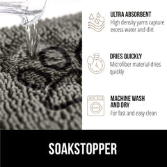 Gorilla Grip SoakStopper grippy backside prevents shifting in high-traffic doors.