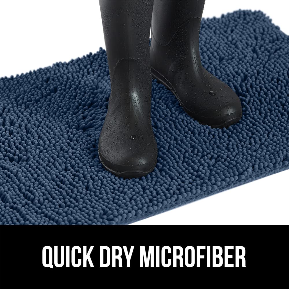 GORILLA GRIP SOAKSTOPPER navy blue mat works as crate liner for pets.