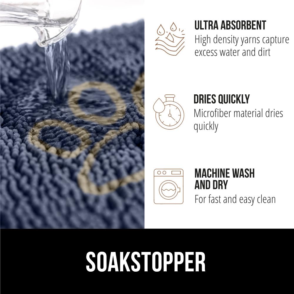 GORILLA GRIP SoakStopper soft chenille microfiber dries quickly after foot traffic.