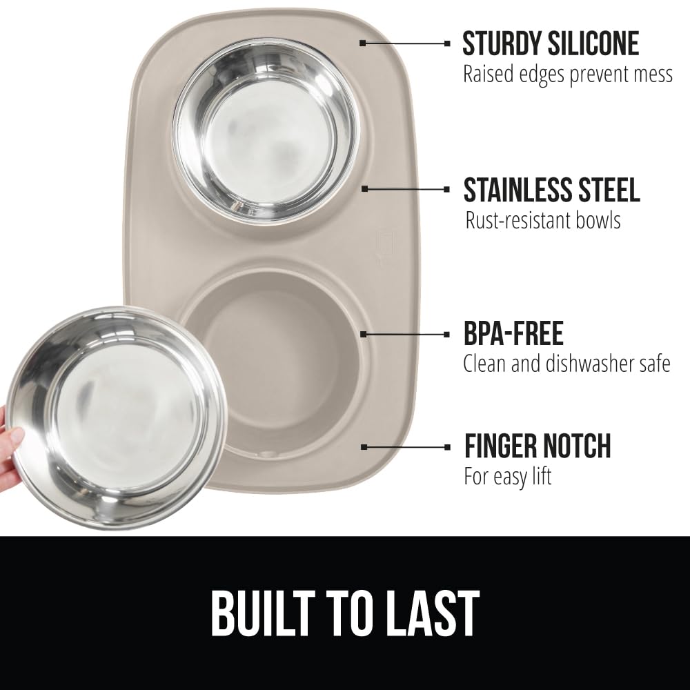 GORILLA GRIP stainless bowl beige 1cup compact size ideal for small pets