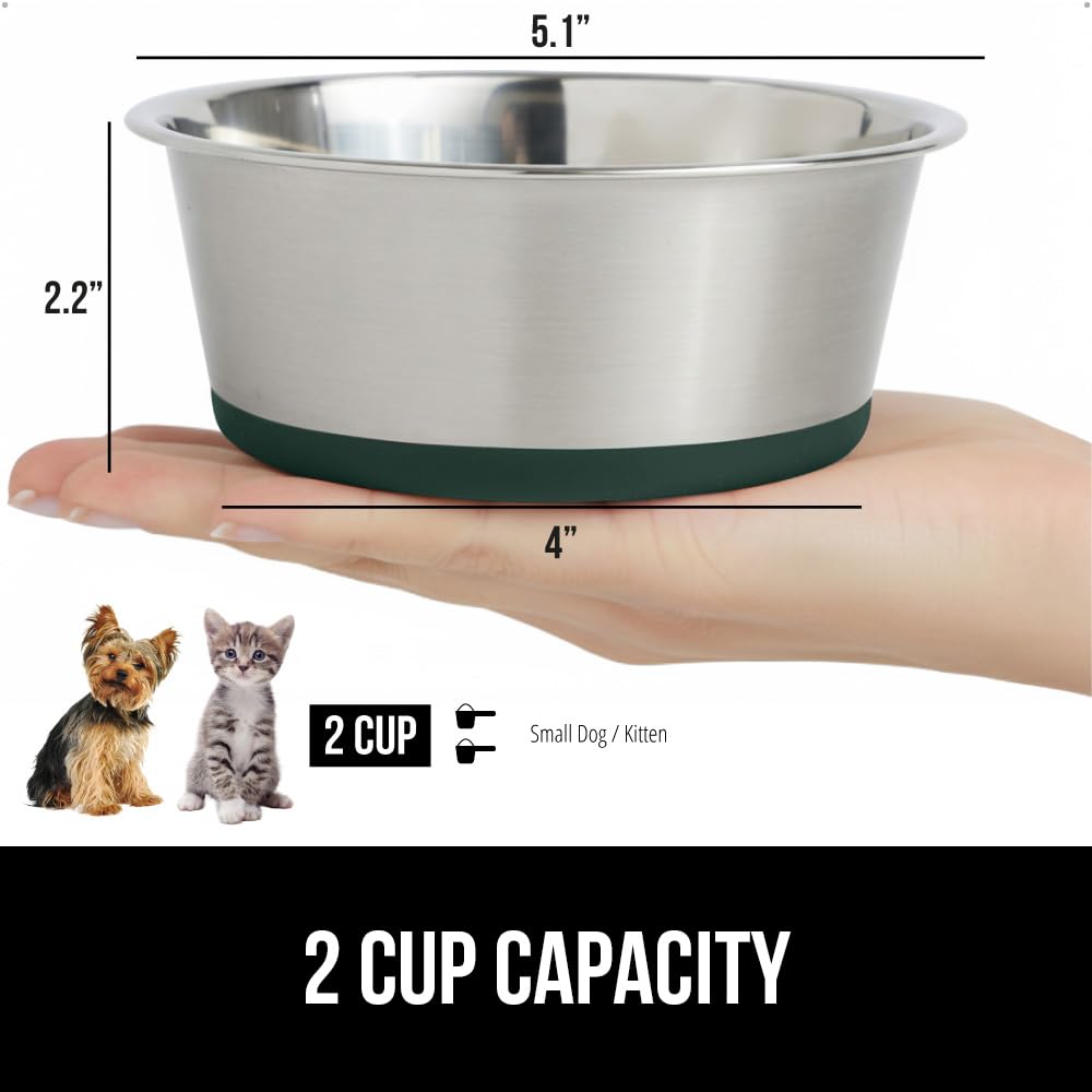 GORILLA GRIP stainless steel bowl close-up showing rust-resistant construction.