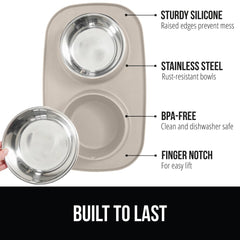 Gorilla Grip stainless steel bowls close-up highlights rust-free durability.