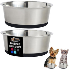 GORILLA GRIP stainless-steel dog bowls two cups for durable feeding