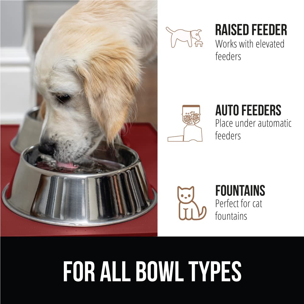 Gorilla Grip mat placed under dog bowls for cleaner floors