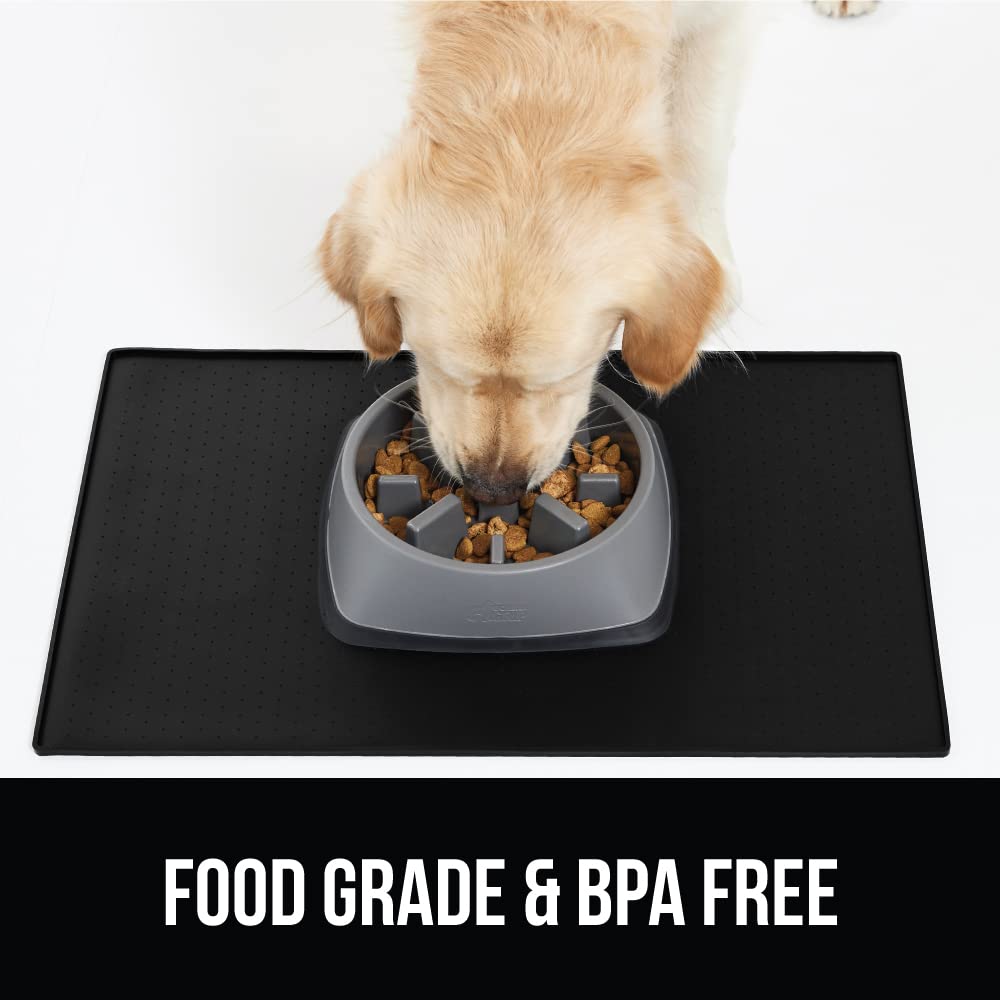 Gorilla Grip under dog bowls reduces scatter and cleanup after meals