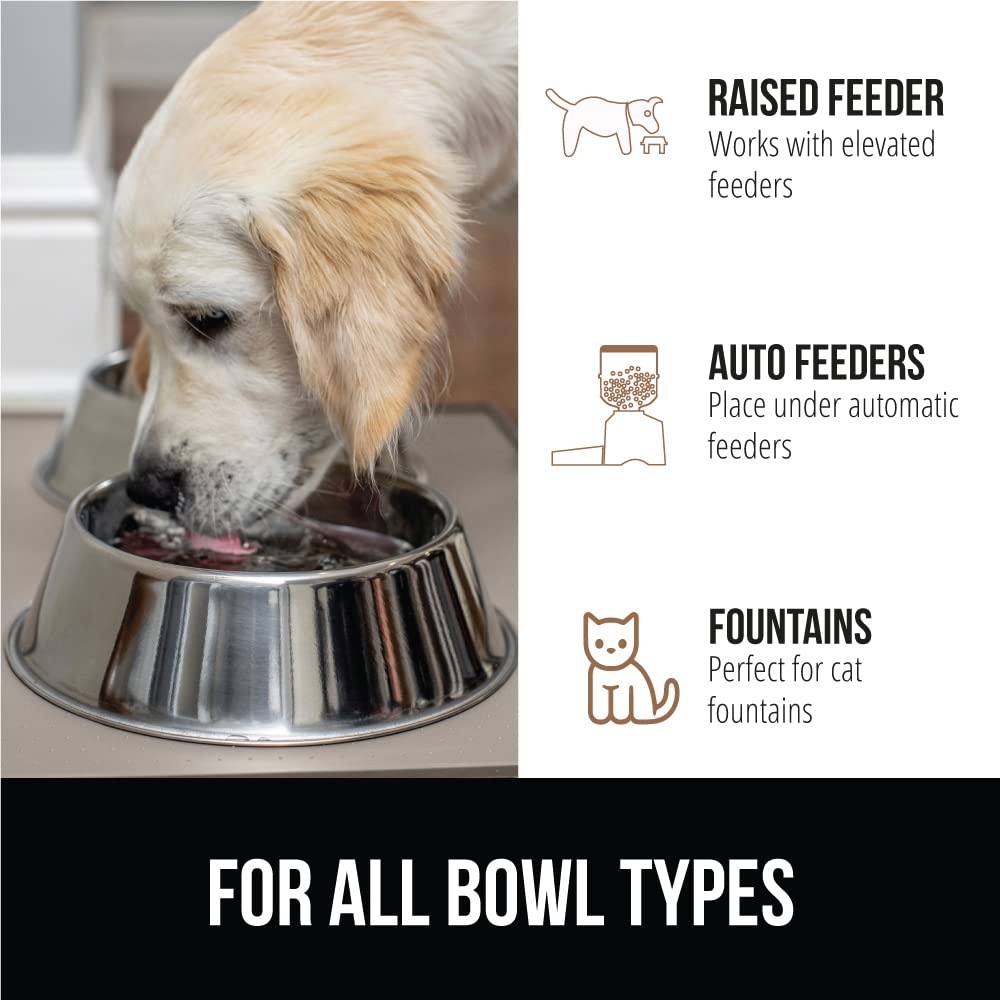 Gorilla Grip versatile mat for fountains and auto feeders to reduce mess.