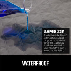 GORILLA GRIP waterproof inner layer demonstrates spill containment for mess moments